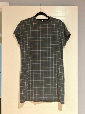 Zara Grey Plaid Short Sleeve Shift Dress